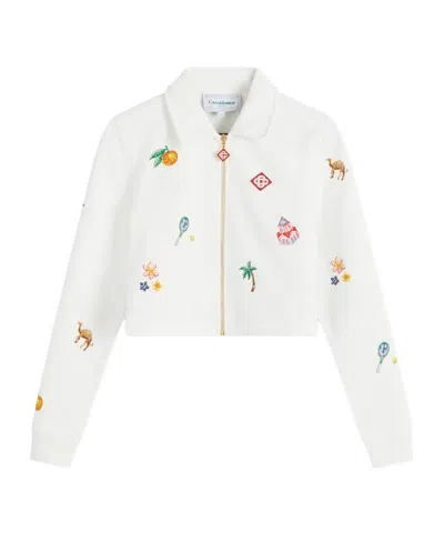 CASABLANCA LOGO ZIP-UP CROPPED JACKET