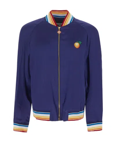 Casablanca Logo Zipper Jacket In Blue