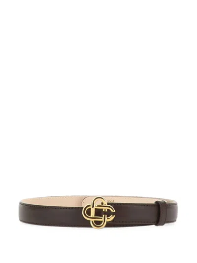 Casablanca Logo-buckle Leather Belt In Metallic