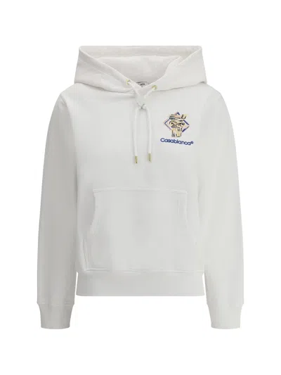 Casablanca Diamond Detail Embroidered Hoodie In White
