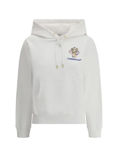 Casablanca Diamond Detail Embroidered Hoodie In White