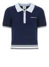 Casablanca Striped Collar Tennis Polo In Blue