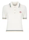 Casablanca Textured Cotton Polo Shirt With Contrast Collar In White