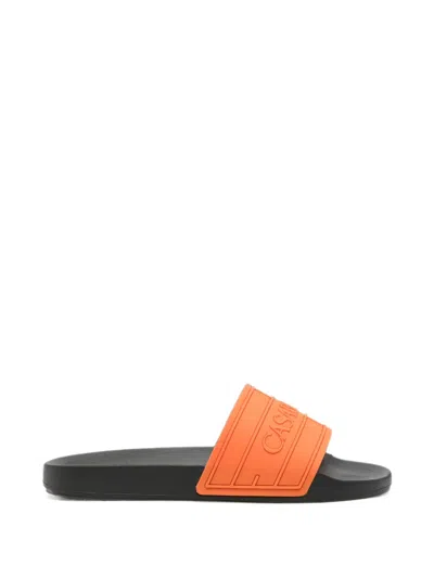 Casablanca Logo-embossed Sliders In Orange