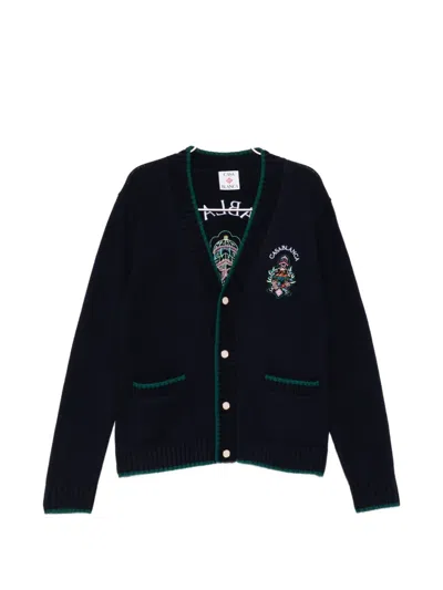 Casablanca Logo-embroidered Cardigan In Black