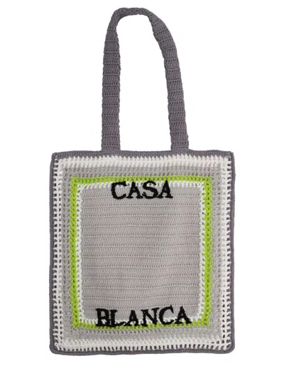 Casablanca Logo-embroidered Cotton Tote Bag In Gray
