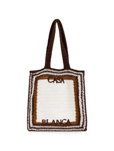 Casablanca Logo-embroidered Crocheted Tote Bag In Metallic