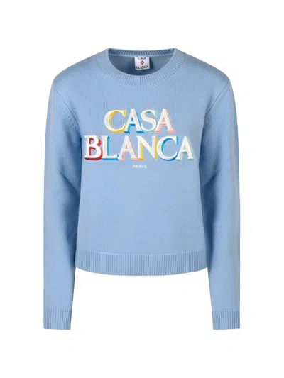 Casablanca Logo-embroidered Sweater In Blue