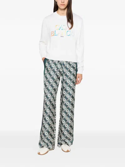 Casablanca Logo-embroidered Sweater In White