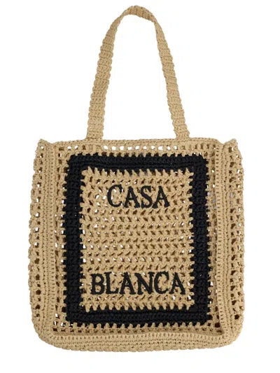Casablanca Logo-embroidered Viscose Tote Bag In Nude