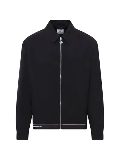 Casablanca Logo-embroidered Zip-up Jacket In Black