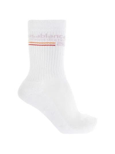 Casablanca Logo-intarsia Ribbed Socks In White