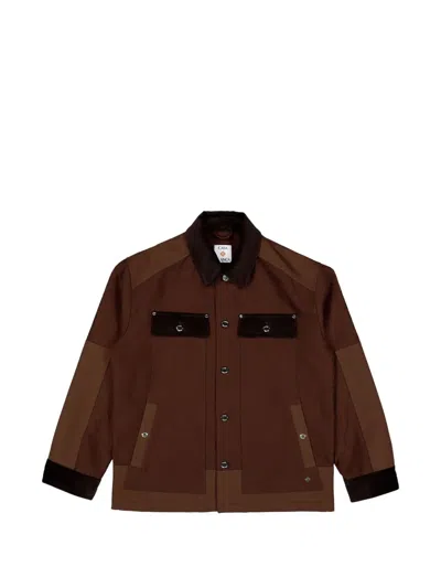 Casablanca Dark Brown Monogram Cotton Workwear Safari Jacket In Multi