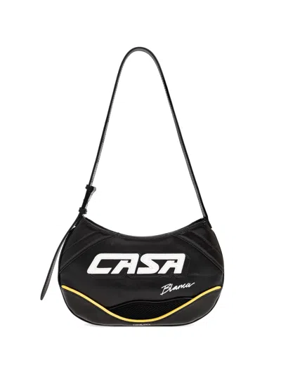 Casablanca Logo-lettering Leather Shoulder Bag In Black
