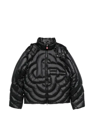 Casablanca Monogram Nylon Quilted Hooded Puffer Jacket In Black