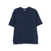 Casablanca Crew Neck T Shirt Embossed Pattern In Blue