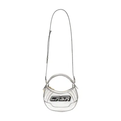 Casablanca Logo-plaque Biker Shoulder Bag  Silver