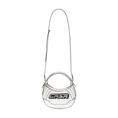 Casablanca Logo-plaque Biker Shoulder Bag In Silver