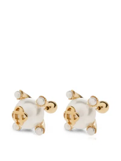 Casablanca Logo-plaque Earrings In Gold