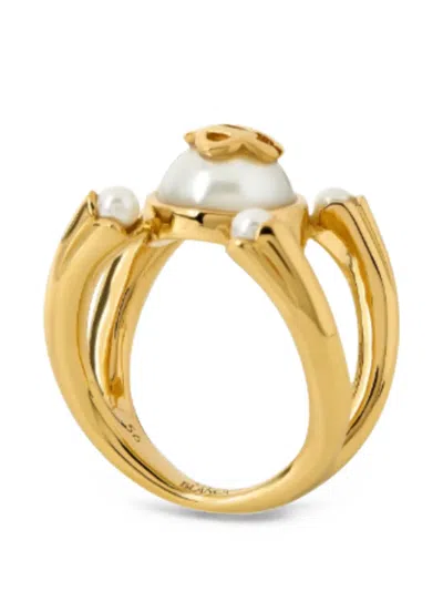 Casablanca Logo-plaque Ring In Gold