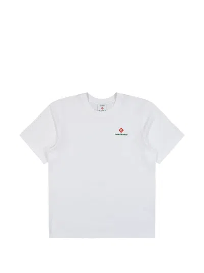 Casablanca Organic Cotton Crew Neck T-shirt With Logo Print In White