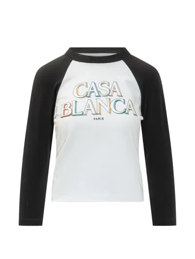 Casablanca Logo-print Raglan-sleeve T-shirt In White