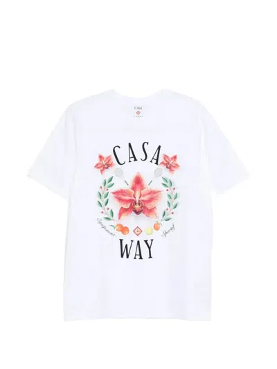 Casablanca Casa Way Orchid Organic Cotton T Shirt In White