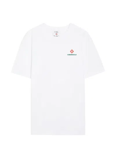 Casablanca Organic Cotton Crew Neck T-shirt With Logo Print In White
