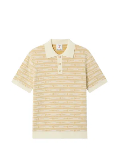 Casablanca Mens Camel Wordmark Short-sleeve Wool Polo Shirt Xl In Multi