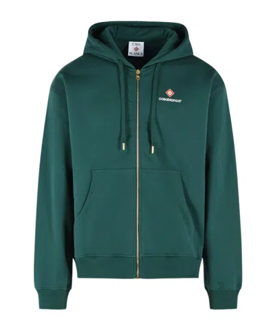 Casablanca Logo-print Zip-up Hoodie In Green