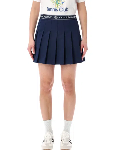 Casablanca Logo-waistband Mini Skirt In Blue