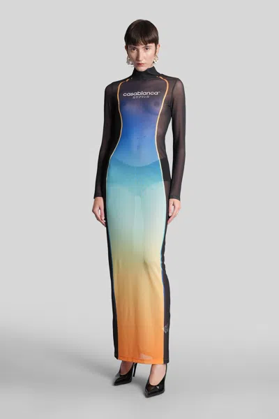 Casablanca Gradient Effect Long Dress In Multi