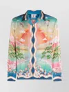 Casablanca Long Sleeve Colorful Print Top With Pocket In Multi