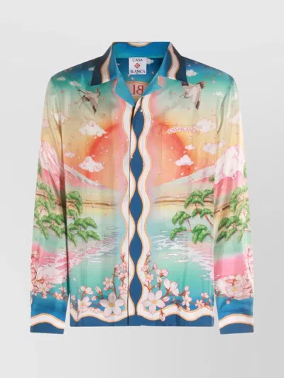 Casablanca Long Sleeve Colorful Print Top With Pocket In Multi