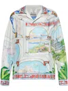 Casablanca Mens Camp-collar Long-sleeve Silk Shirt Le Passage