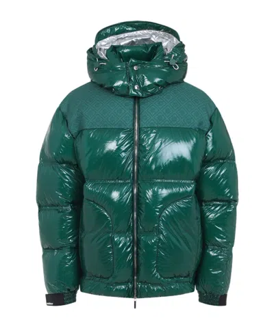 CASABLANCA HIGH-SHINE PATTERNED-PANEL PUFFER JACKET