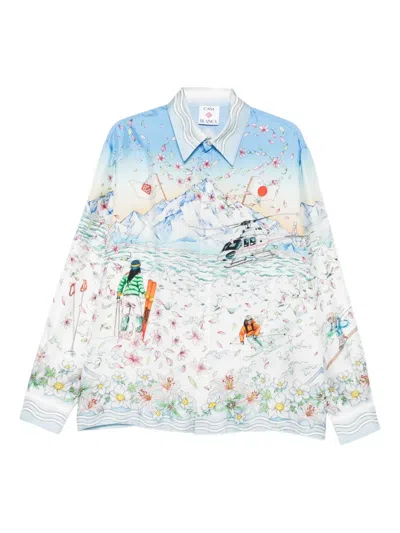 Casablanca Long-sleeve Graphic-print Shirt In Multi