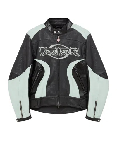 Casablanca Long Sleeve Leather Jacket In Black