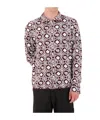Casablanca Men Bordeaux Shirt With Classic Collar And All-over Monogram In Cotton Man In Brown