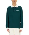 Casablanca Green Polo Shirt With Classic Collar And Logo Lettering On The Front