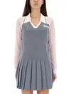Casablanca Long Sleeve Polo Shirt With Pleated Hem And Contrasting Trim In Animal Print