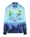 Casablanca Atlantis Graphic Print Silk Shirt In Blue