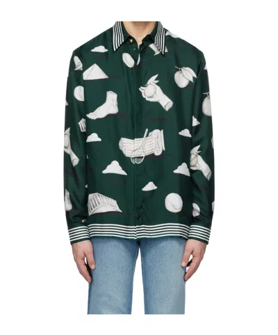 Casablanca Green Classic Collar Long Sleeve Shirt In Dark Green