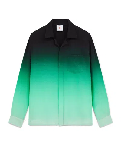 Casablanca Silk Shirt With Chest Pocket And Gradient Design In Green