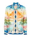Casablanca Tennis Club Convertible-collar Printed Silk-twill Shirt In Multi