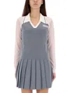 Casablanca Color-block Merino Polo Shirt With Classic Collar And Logo Patch In Silver