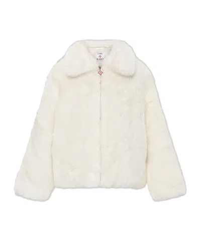 Casablanca Long Sleeve Zipper Fur In White
