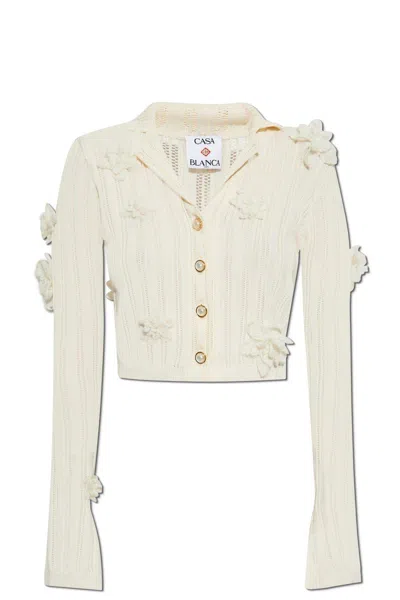 CASABLANCA LONG-SLEEVED CROPPED KNITTED CARDIGAN