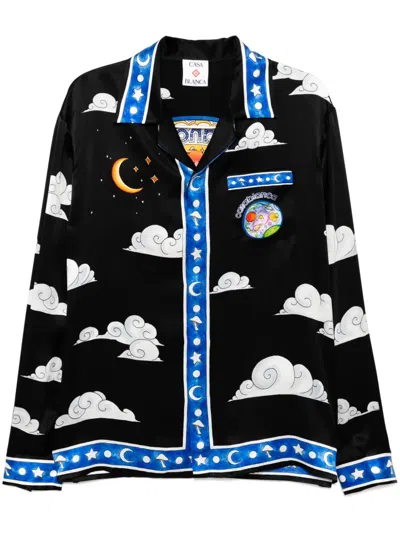 CASABLANCA LONG-SLEEVED CUBAN-COLLAR SHIRT