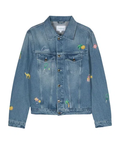 Casablanca Long-sleeved Denim Jacket In Blue